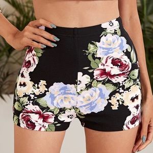 Shein floral print biker skirt